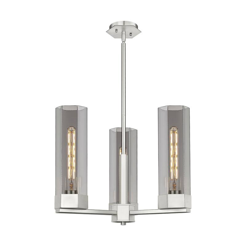 Innovations Lighting Claverack - 3 Light 14" Stem Hung Pendant - Satin Nickel/Plated Smoke