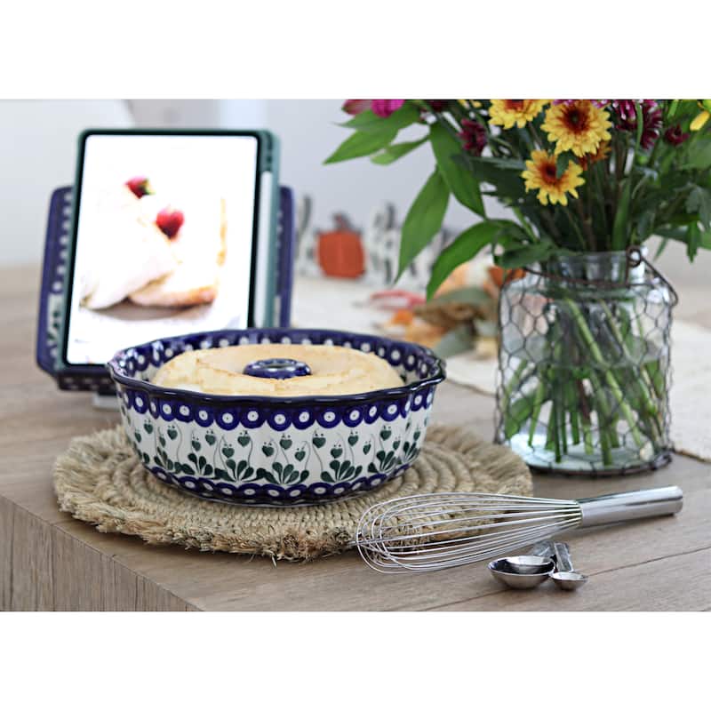 Blue Rose Polish Pottery A55 Ceramika Artystyczna Ring Cake Pan