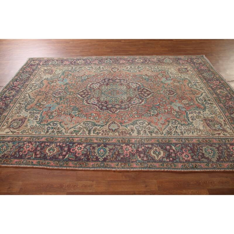 Tabriz Persian Vintage Area Rug Handmade Wool Carpet - 6'7" x 9'6"
