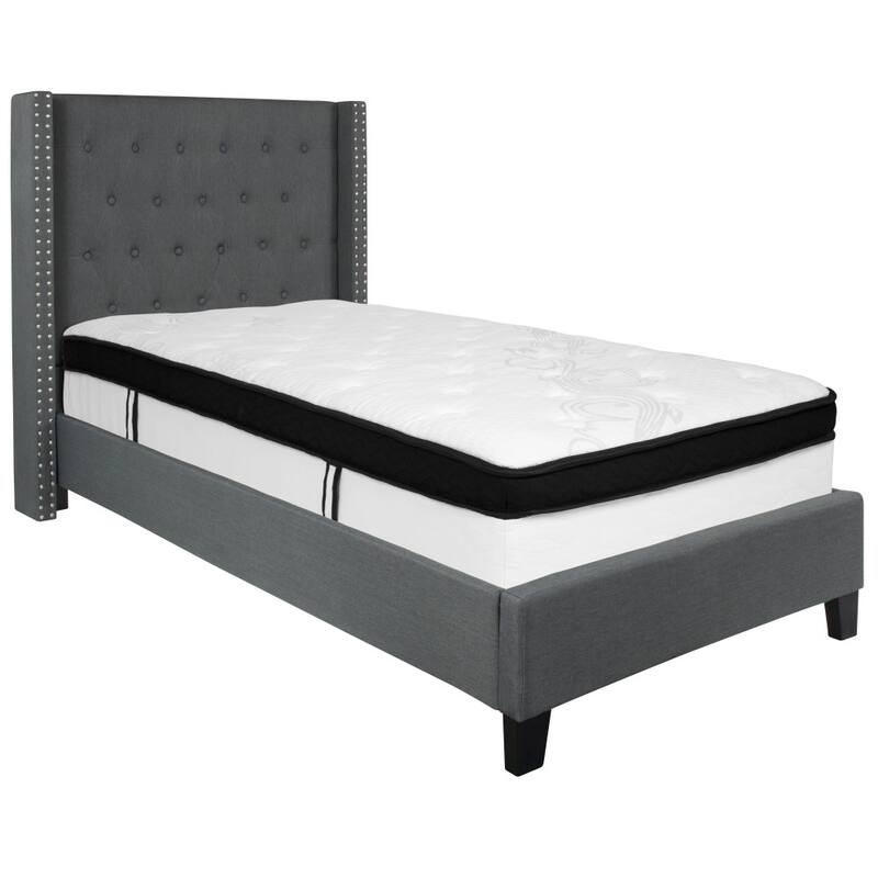 Tufted Upholstered Platform Bed w/ Memory Foam Pocket Spring Mattress