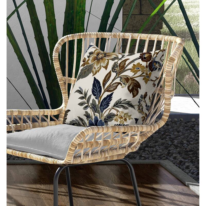Cobalt Meadow Indoor/Outdoor Reversible Throw Pillow Green and Blue