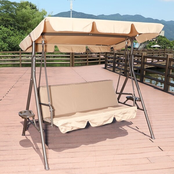 Outdoor swing with on sale awning