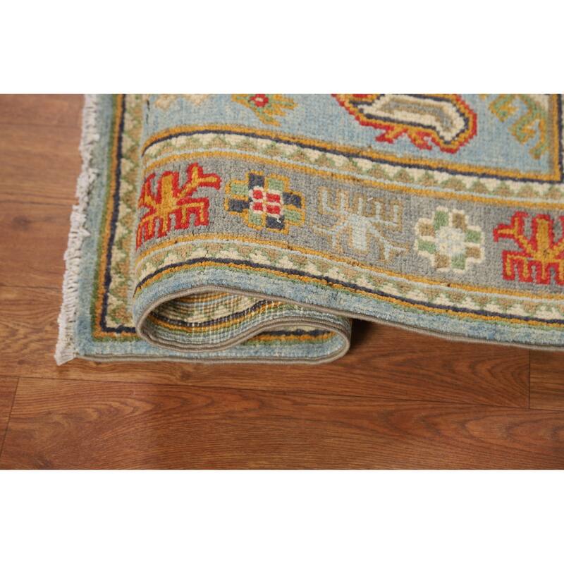 Geometric Kazak Oriental Accent Rug Hand-Knotted Wool Carpet - 2'0" x 3'0"