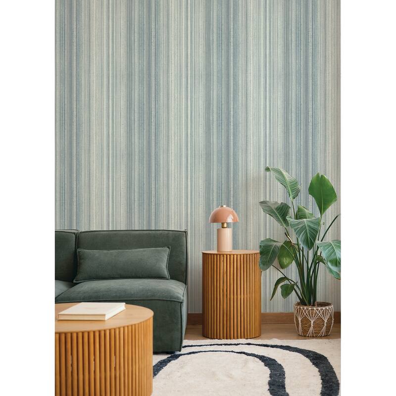 A-Street Prints Elan Blue Ombre Stripe Wallpaper