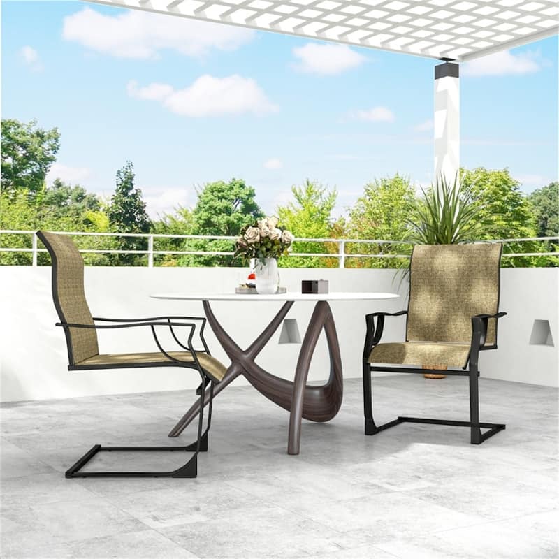 Metal Outdoor Chairs Set of 2 with Breathable Mesh and Swing - 23.6" W x 27.4" D x 39" H