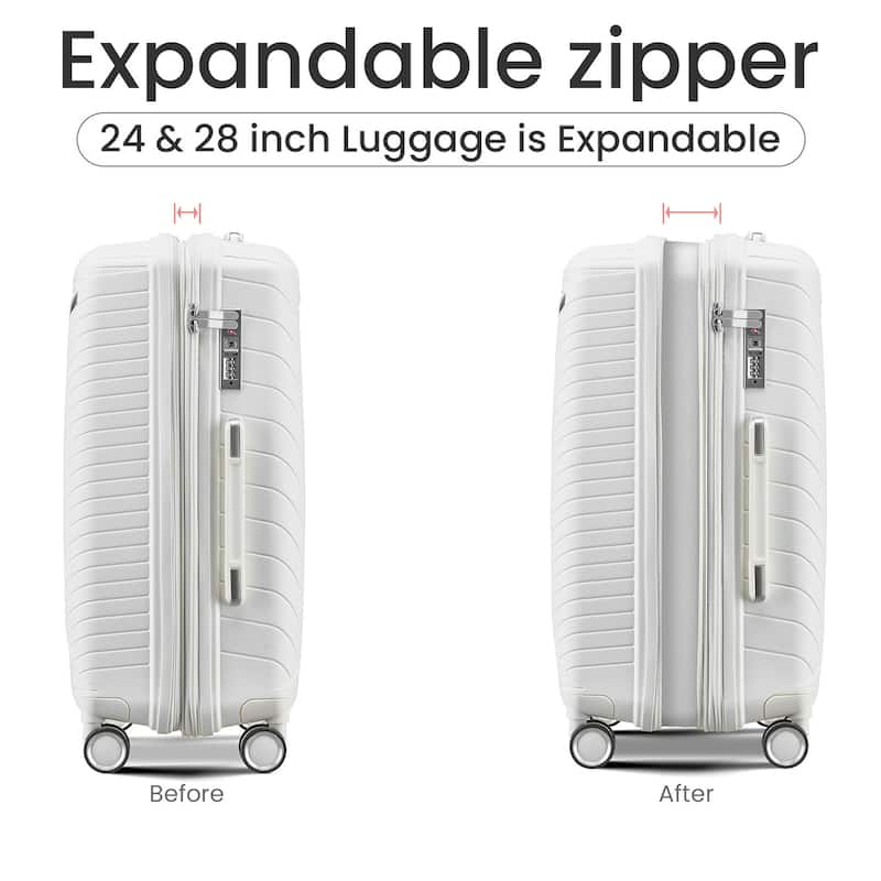 Luggage Sets 4 Piece(14/20/24/28), Expandable Suitcase with Double Spinner Wheels TSA Lock PP Material