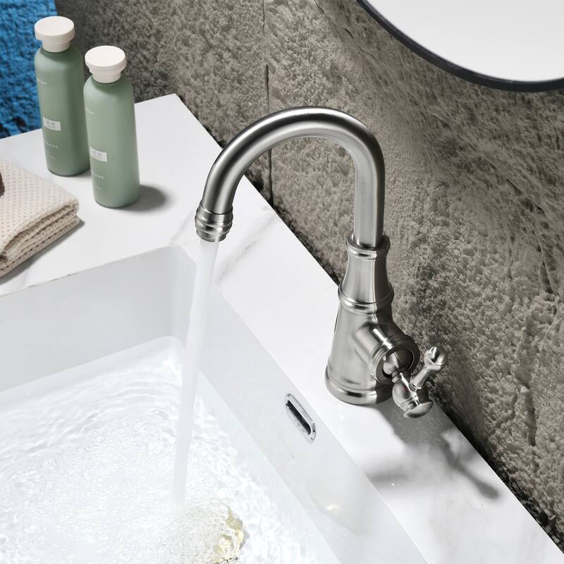 10.9"H Solid Brass Single-handle Bathroom Sink Faucet