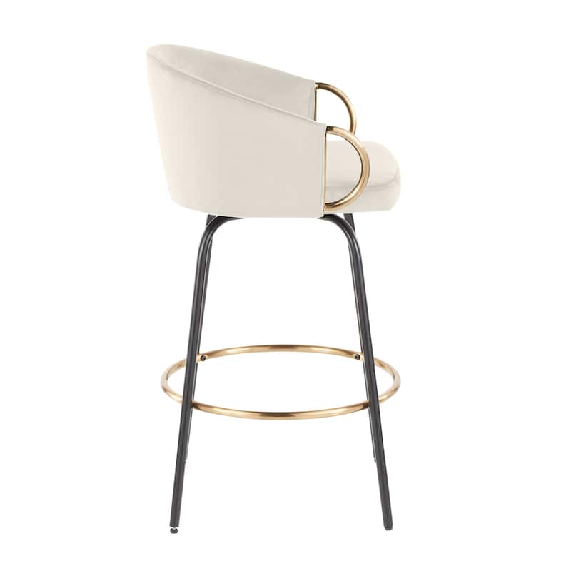 Silver Orchid Battista 26" Fixed-Height Counter Stool with Black Metal Legs & Gold Footrest (Set of 2)