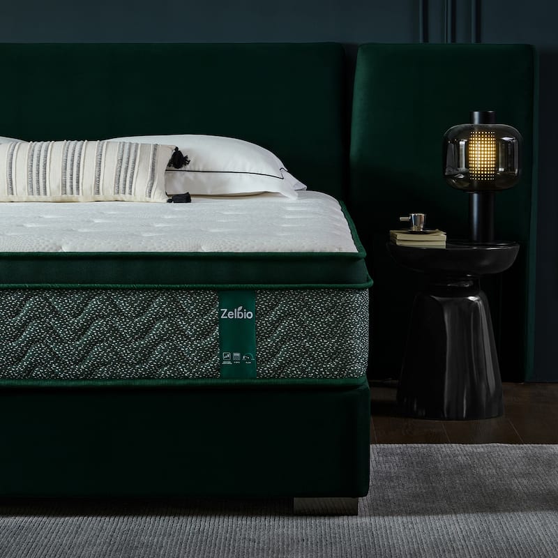 Pefect Medium Firm Gel Memory Foam 14 in. Hybrid Motion Isolation Mattress - Green - Queen