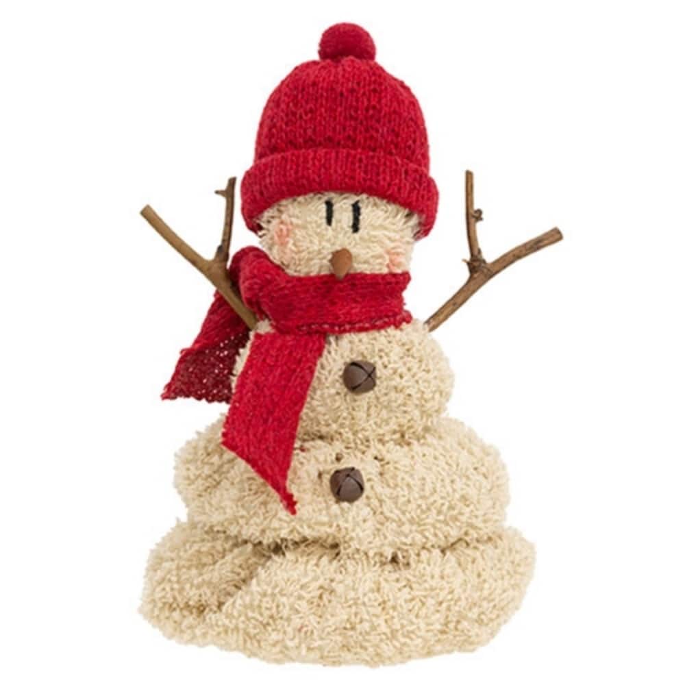 Melting Snowman Plush with Red Hat and Scarf Winter Table Decor - 7” x 4.5” x 4.5”