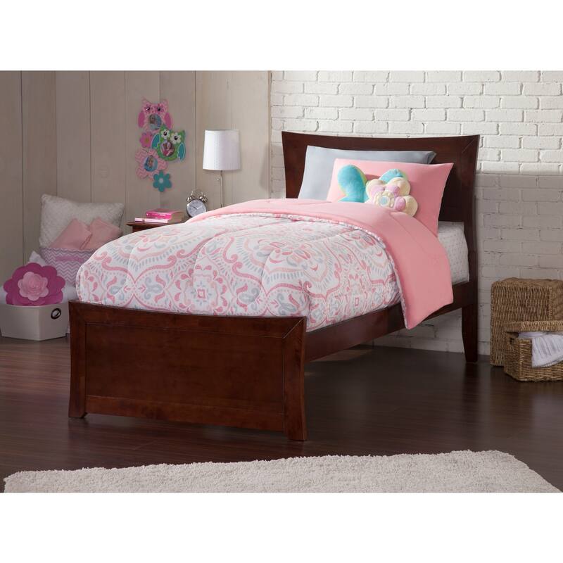 Traditional Bed Frame with Footboard - Solid Wood Platform Bed - Modern Bedroom Furniture