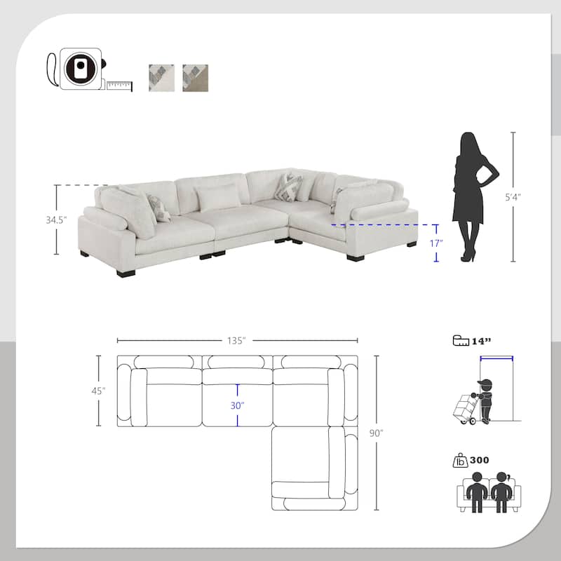 Abbeville Microfiber 4-Piece Modular Sectional