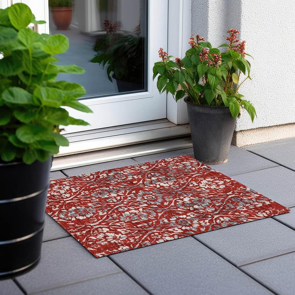 Machine Washable Indoor/ Outdoor Chantille Traditional Distressed Rug