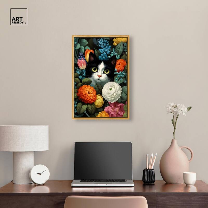 Secret Garden Cat Canvas by Art Remedy