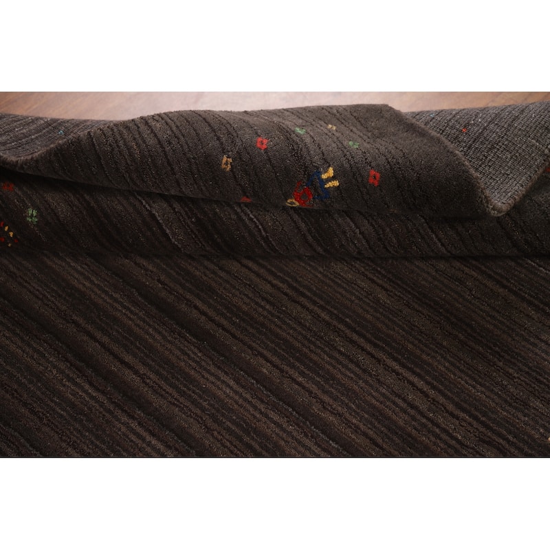 Hand Knotted Oriental 100% Wool Carpet Tribal Tribal Brown Gabbeh Area Rug - 8' 3'' X 5' 3''