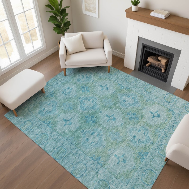 Premium Washable Super Soft Vintage Traditional Mayfield Rug - Teal - 2'6" x 3'10"