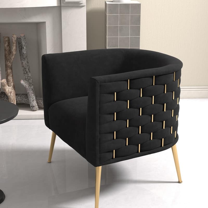 SEYNAR Mid-Century Modern Velvet Round Accent Chair for Living Room
