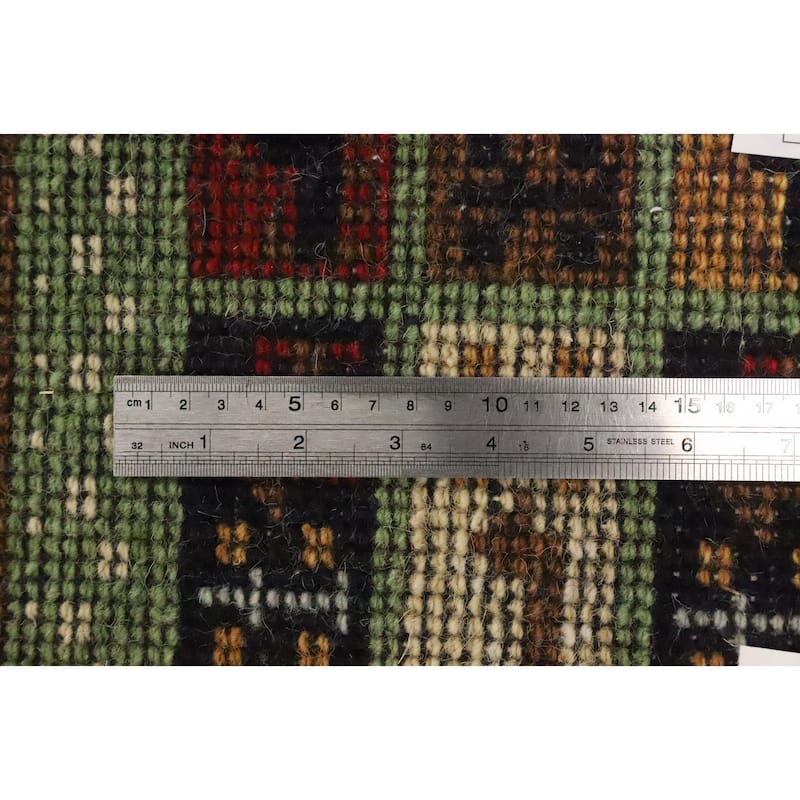 Hand Knotted Oriental 100% Wool Carpet Tribal Animal Pictorial Green Gabbeh Area Rug - 1' 4'' X 1' 4''