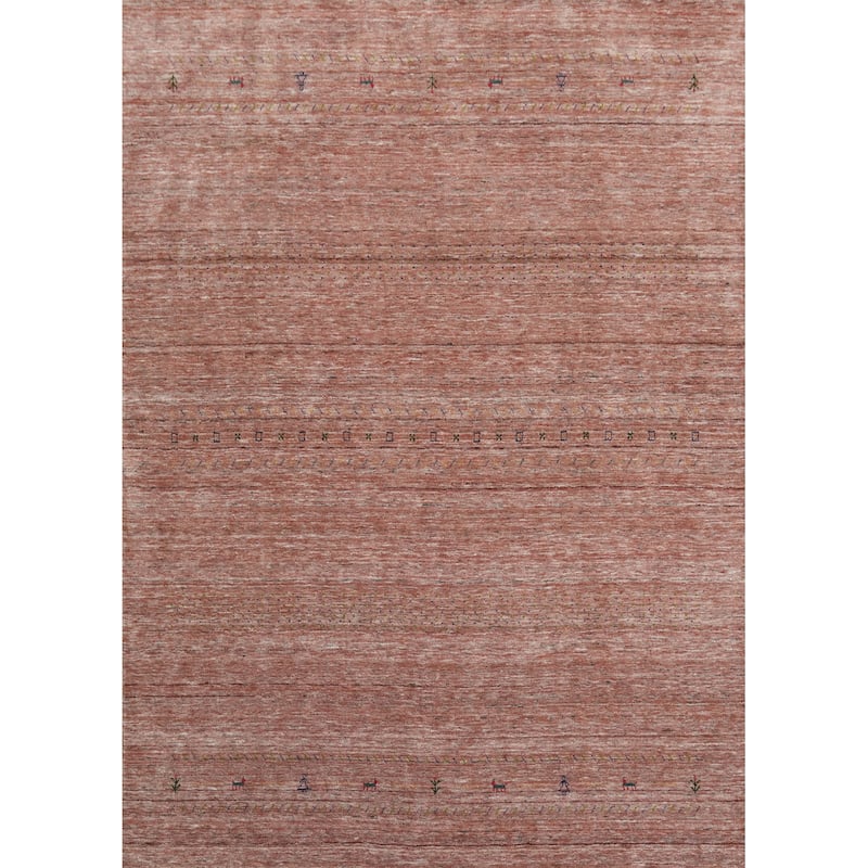 Hand Knotted Oriental 100% Wool Carpet Tribal Animal Pictorial Oranges & Rust Gabbeh Area Rug - 11' 3'' X 8' 9''