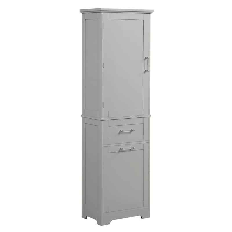 Roomfitters Tall Freestanding Bathroom Cabinet with 2 Drawers of Varying Sizes and Adjustable Shelf Painted MDF