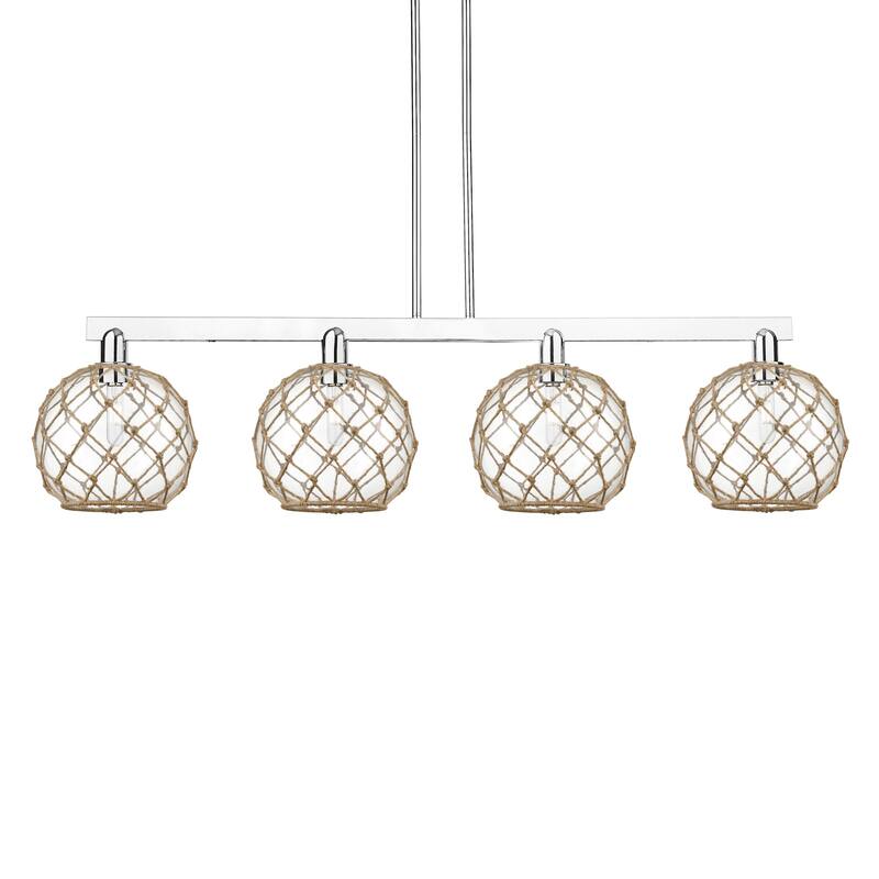 Innovations Lighting 716-4I-13-53 Farmhouse Rope Linear Farmhouse Rope - Polished Chrome / Clear with Brown Rope