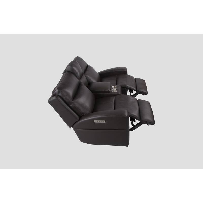 URlivingroom Top Grain Leather Power Reclining Loveseat with Console Storage, USB Charge Port - 79.5"W*39.25D*40.5"H