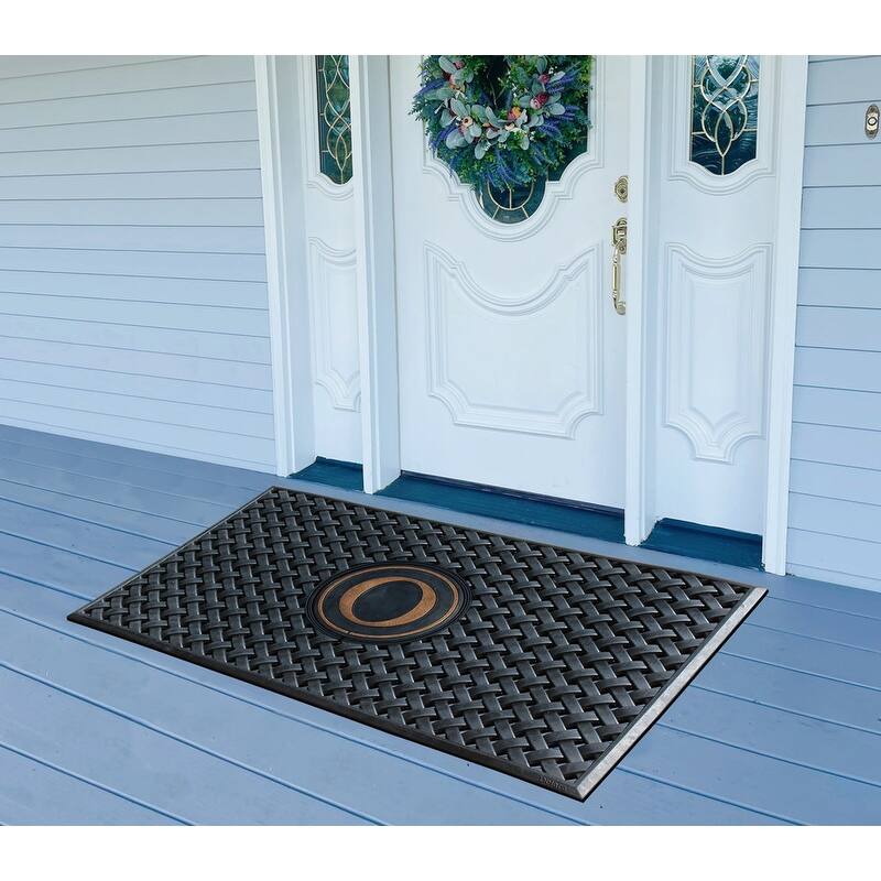 A1HC 100% Pure Rubber Monogrammed Front Door Mat 24" x39" Indoor Outdoor Doormat