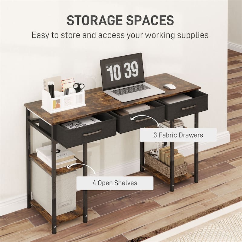 Steel Computer Desk with Drawers and Adjustable Shelves