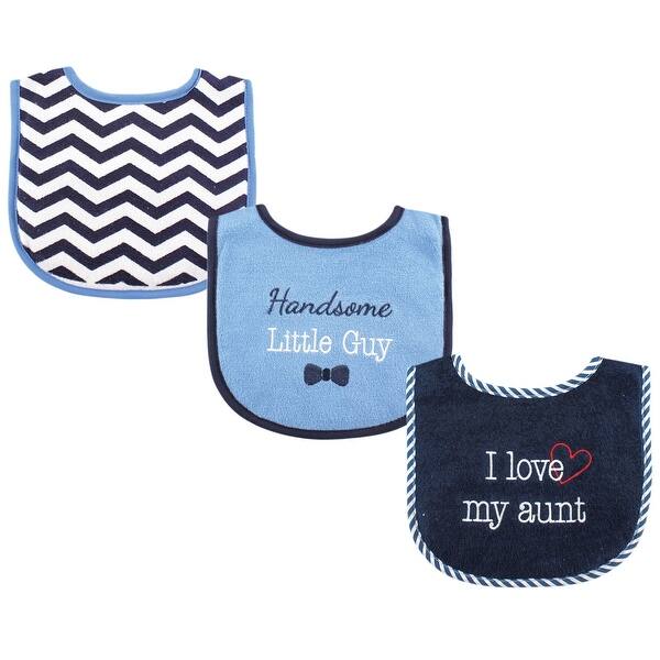 slide 1 of 1, Luvable Friends Baby Boy Cotton Drooler Bibs with Fiber Filling 3pk, Boy Aunt, One Size - Boy Aunt - One Size One Size - Boy Aunt