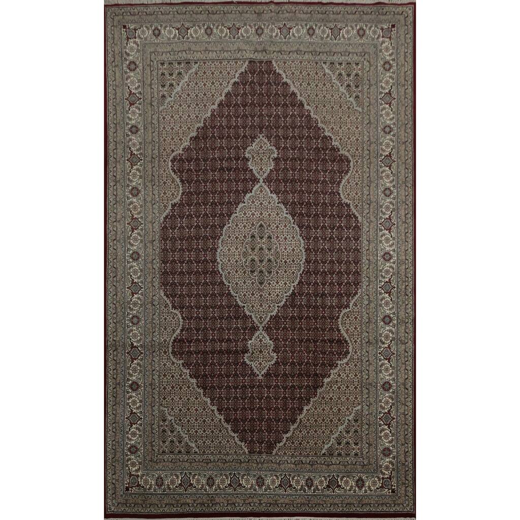Hand Knotted Oriental 100% Wool Carpet Traditional Floral Red Tabriz-Mahi Area Rug - 11' 10'' X 8' 2''