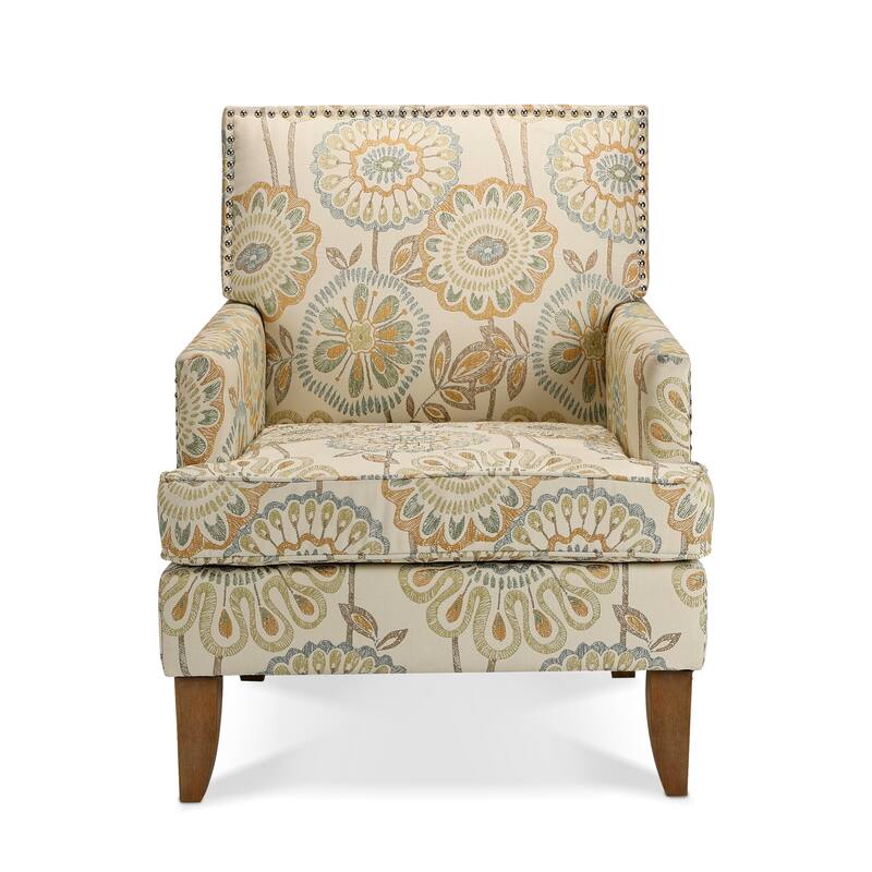 Accent Chairs with Printed fabric pattern features and Wood Legs for
