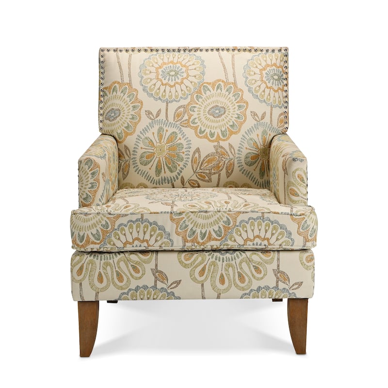 Modern 28.54" Upholstered Accent Chair with Solid Wood Frame and Nailheads for Living Room