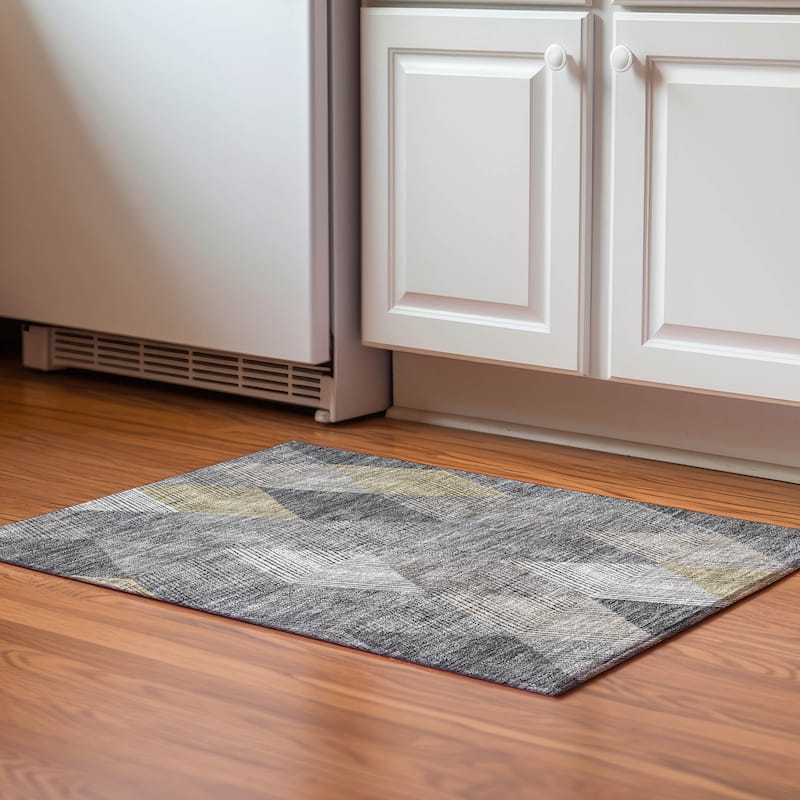 Premium Washable Super Soft Modern Fusion Mayfield Rug - Pewter - 1'8" x 2'6"