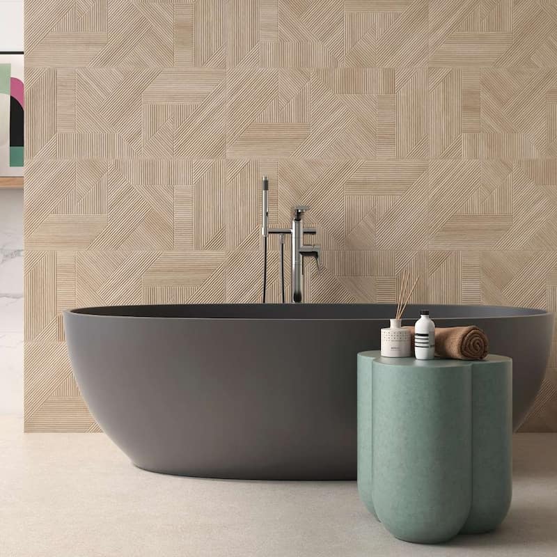Daintree 14x32 Haya Matte Wood Look Ceramic Wall Relief Tile - Large Format