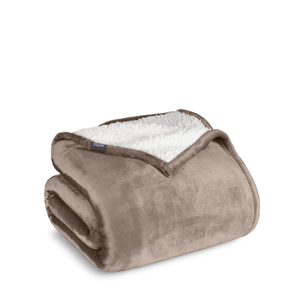 Bare Home Sherpa Fleece Blanket - Reversible Plush Bed Blanket