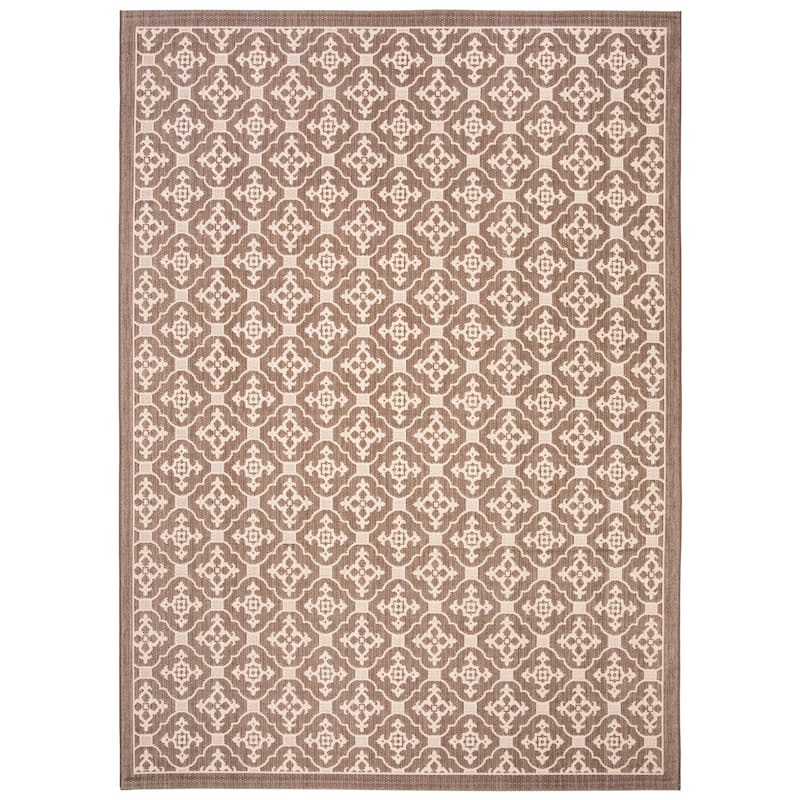 SAFAVIEH Courtyard Birgul Indoor/ Outdoor Waterproof Patio Backyard Rug - 8' x 11' - Chocolate/Cream
