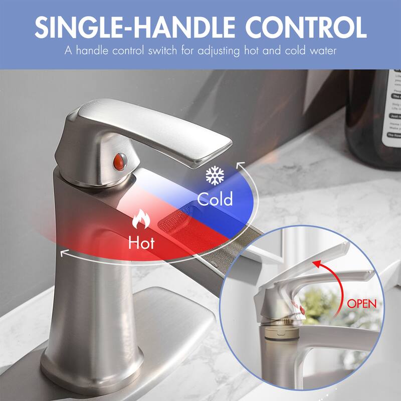 Single hole 1-handle Waterfall Handle Bathroom Sink Faucet with Drain with Deck Plate