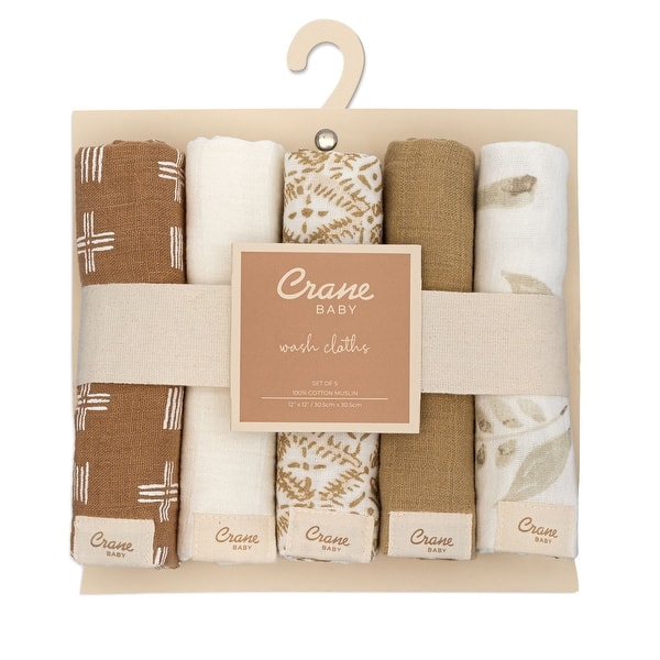 slide 2 of 22, Crane Baby 5-pc. Wash Cloth Set Safari Animal