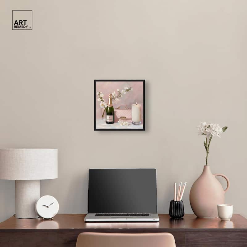 Pink Purse Champagne and Candle Canvas by Art Remedy