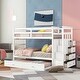 preview thumbnail 14 of 37, Twin Over Twin Bunk Bed, Solid Wood Staircase 3-in-1 Bunk Bed Frame White - Twin