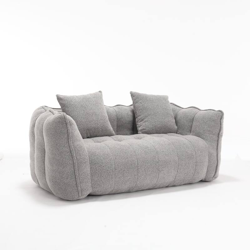 66" Chenille Square Beanbag Chair with High-Resilience Foam Core, Armrests and Handle