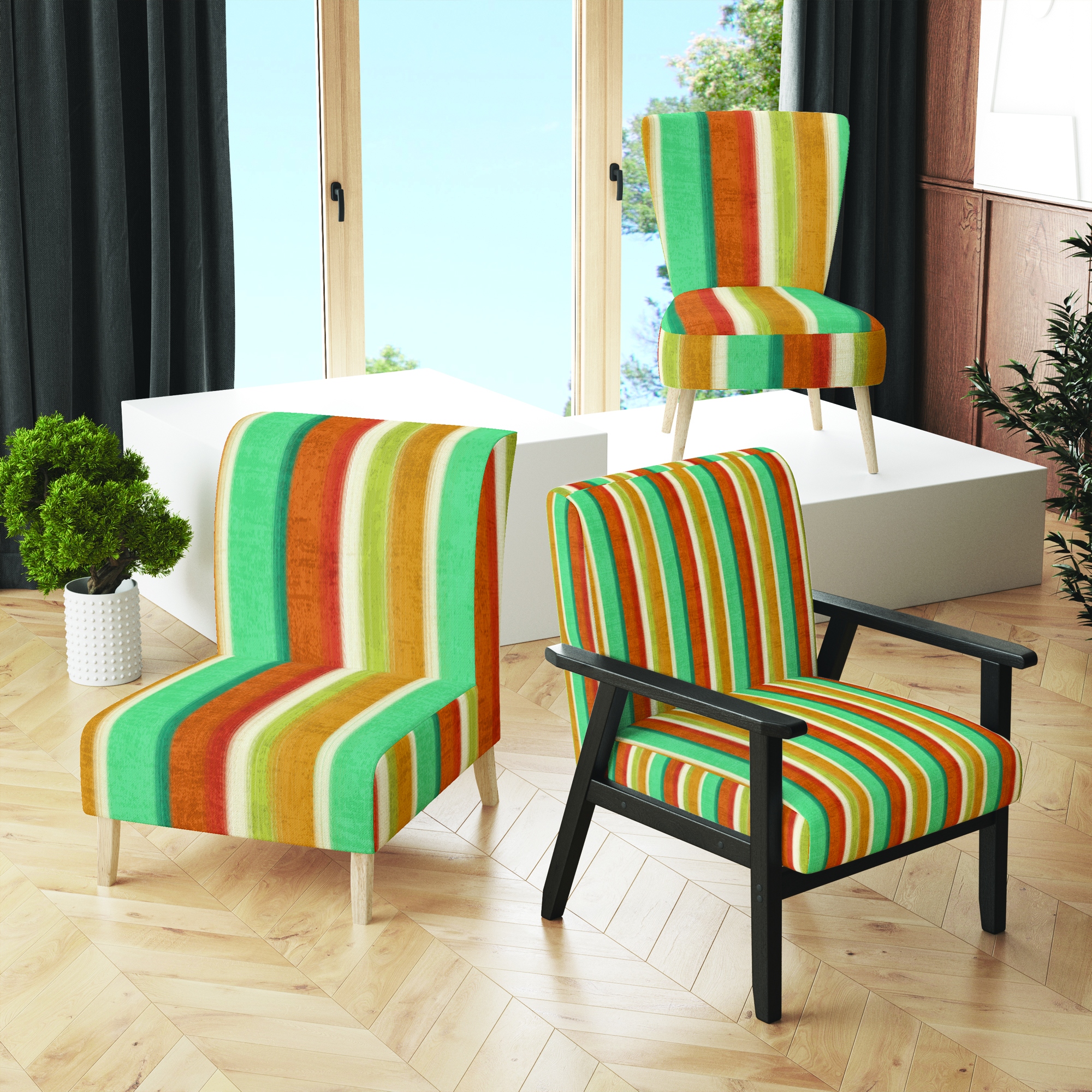 Orange and blue accent discount chair
