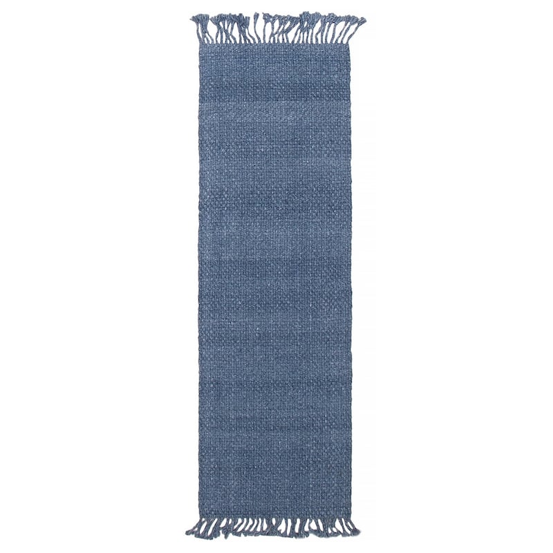 ECARPETGALLERY Braid weave Sienna Blue Wool Rug - 2'6 x 7'10 - Dark Blue - 2'6 x 7'10