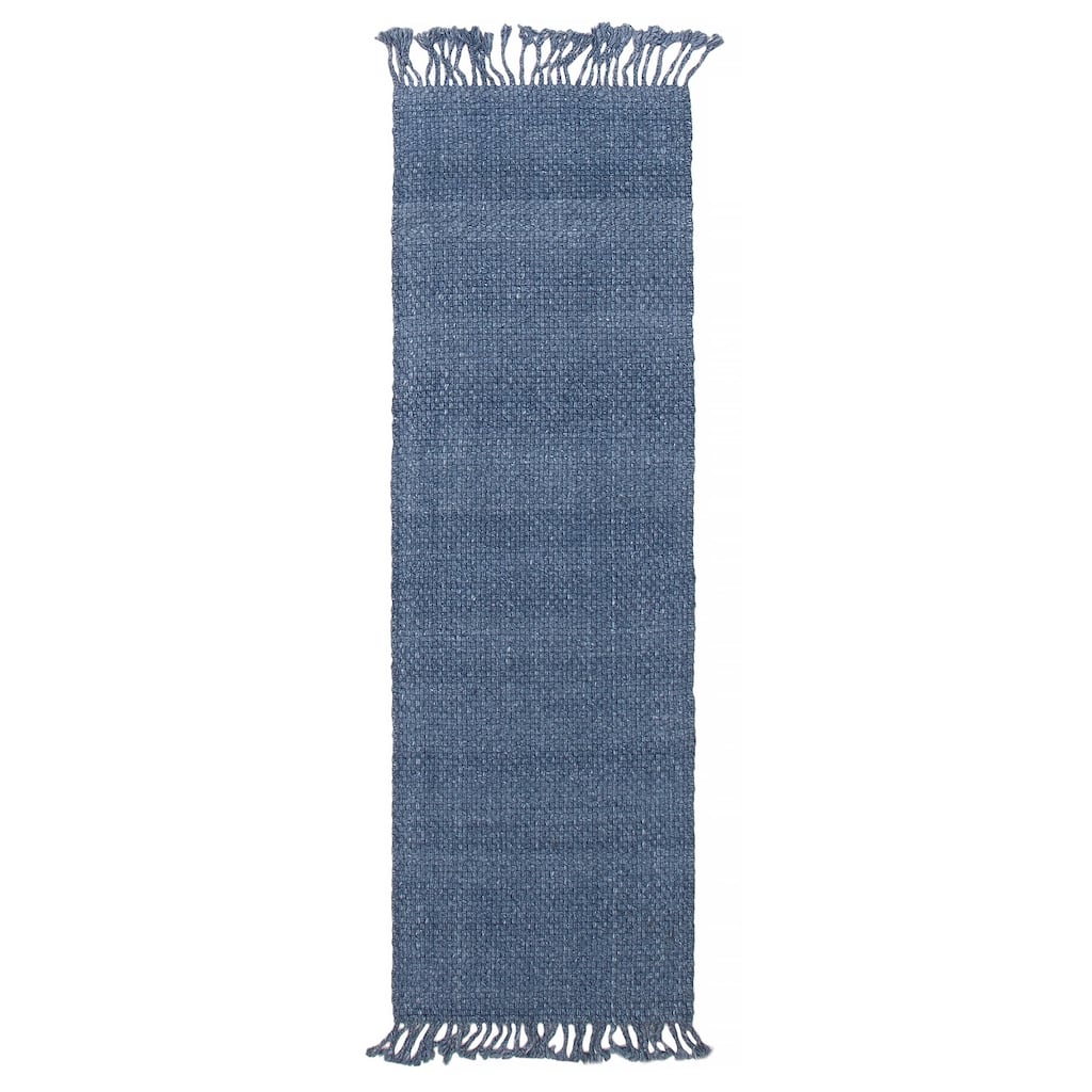 ECARPETGALLERY Braid weave Sienna Blue Wool Rug - 2'6 x 7'10