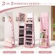 preview thumbnail 5 of 6, 360° Rotating Mirrored Jewelry Cabinet Armoire 3 Color LED Modes Lockable - 21.5" x 21.5" x 63.5" (L x W x H)