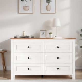 Farmhouse Style Wooden Dresser with 6 Drawer - Bed Bath & Beyond - 40323548