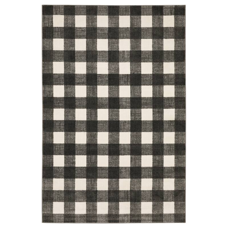 Arwen Distressed Gingham Plaid Area Rug