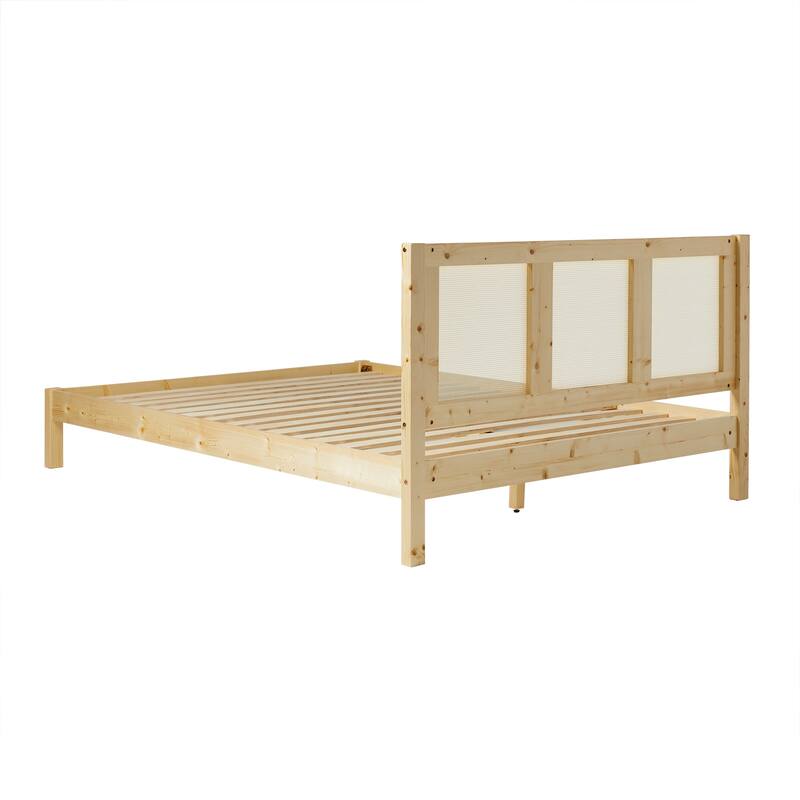 Middlebrook Designs Boho Solid Wood Rattan Headboard Queen Bedframe