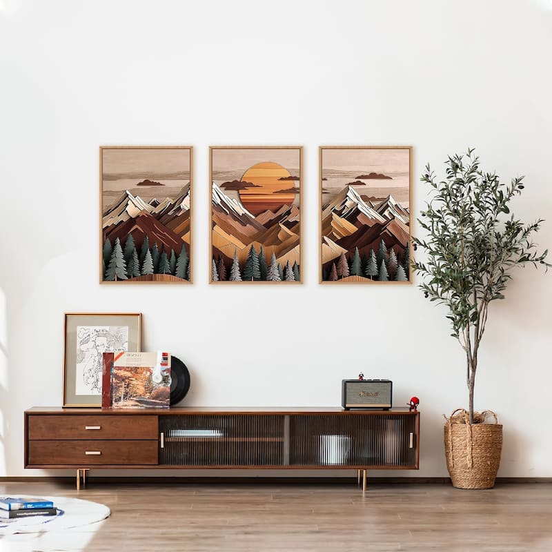 Pine Tree Scene Wall Painting, Vintage Forest Landscape Art Prints