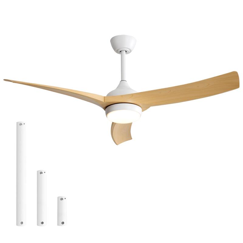 52 Inch Ceiling Fan with Light and Remote Control, 3-Blade Reversible DC Motor Fan, Dimmable 3-color Temperature